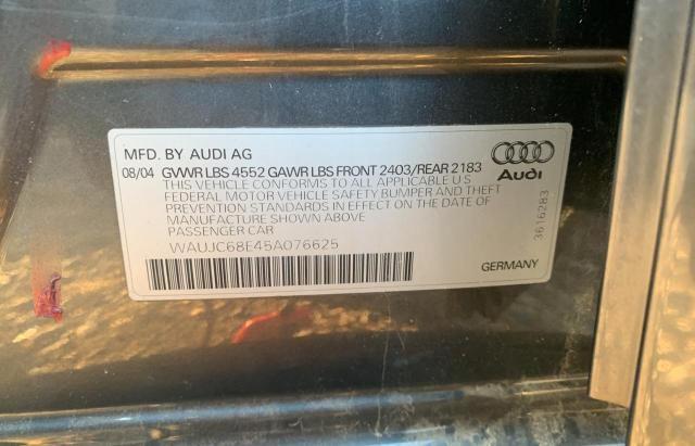 Photo 10 from auction – 2005 AUDI A4 1.8T with VIN WAUJC68E45A076625