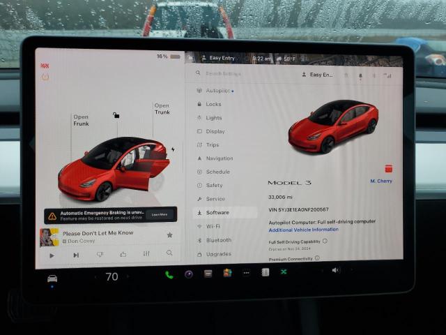 Photo 9 from auction – 2022 TESLA MODEL 3 with VIN 5YJ3E1EA0NF200567