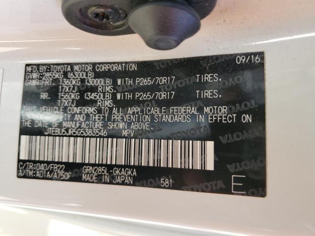 Photo 14 from auction – 2016 TOYOTA 4RUNNER SR with VIN JTEBU5JR5G5383546
