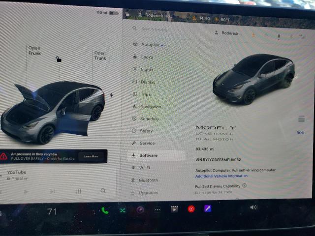 Photo 9 from auction – 2021 TESLA MODEL Y with VIN 5YJYGDEE8MF119982