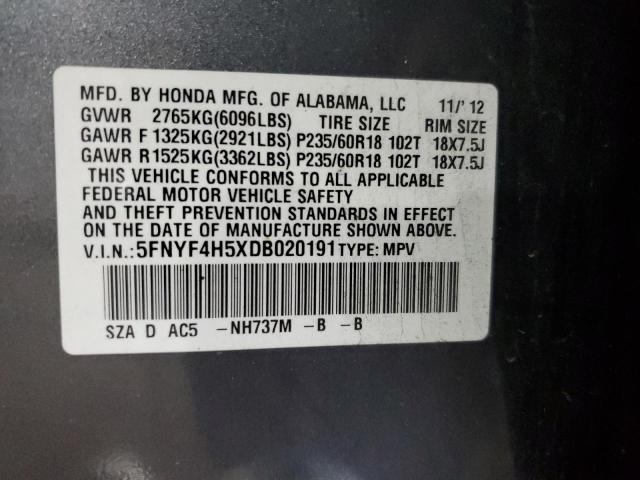 Photo 14 from auction – 2013 HONDA PILOT EXL with VIN 5FNYF4H5XDB020191