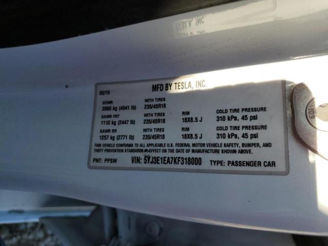 Photo 14 from auction – 2019 TESLA MODEL 3 with VIN 5YJ3E1EA7KF318000