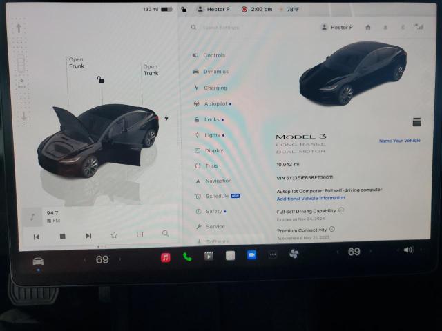 Photo 9 from auction – 2024 TESLA MODEL 3 with VIN 5YJ3E1EB5RF736011
