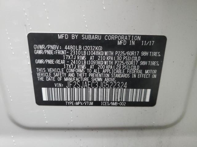 Photo 14 from auction – 2018 SUBARU FORESTER 2 with VIN JF2SJAEC3JG522324