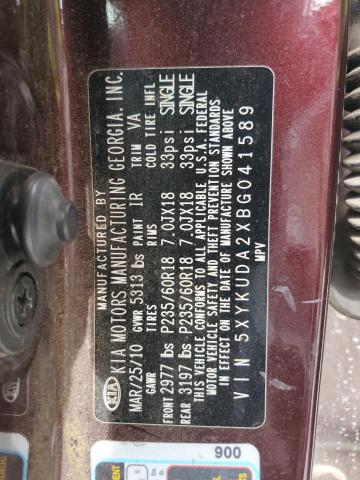 Photo 14 from auction – 2011 KIA SORENTO EX with VIN 5XYKUDA2XBG041589