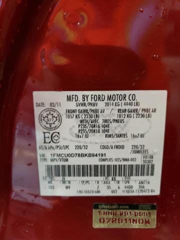 Photo 14 from auction – 2011 FORD ESCAPE XLT with VIN 1FMCU0D78BKB94191