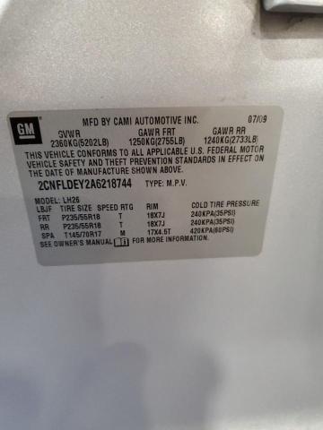 Photo 14 from auction – 2010 CHEVROLET EQUINOX LT with VIN 2CNFLDEY2A6218744