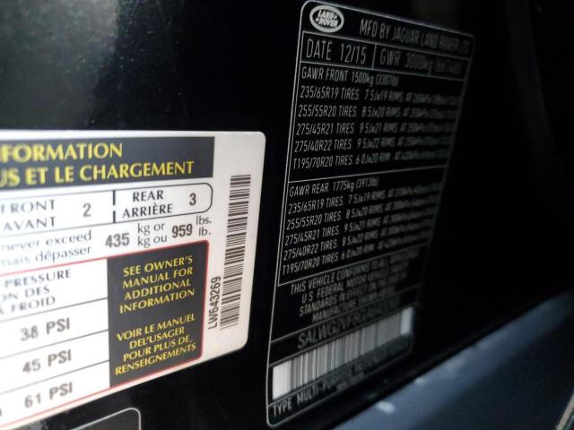 Photo 14 from auction – 2016 LAND ROVER RANGE ROVE with VIN SALWG2VF8GA643269