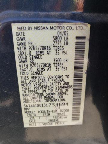 Photo 14 from auction – 2005 NISSAN PATHFINDER with VIN 5N1AR18U15C754694