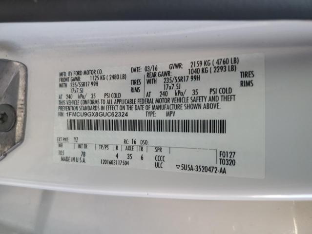 Photo 14 from auction – 2016 FORD ESCAPE SE with VIN 1FMCU9GX8GUC62324