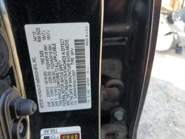 Photo 14 from auction – 2016 HONDA CR-V TOURI with VIN 5J6RM3H93GL012937