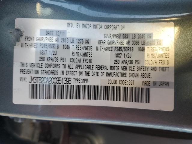 Photo 14 from auction – 2012 MAZDA CX-9 with VIN JM3TB2CA2C0351396