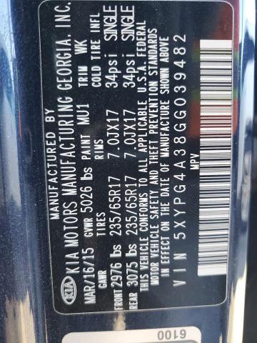 Photo 14 from auction – 2016 KIA SORENTO LX with VIN 5XYPG4A38GG039482