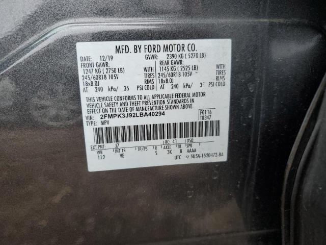 Photo 14 from auction – 2020 FORD EDGE SEL with VIN 2FMPK3J92LBA40294