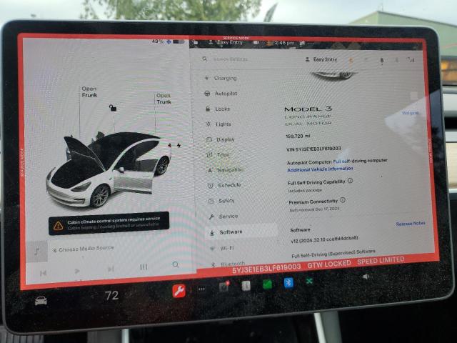 Photo 9 from auction – 2020 TESLA MODEL 3 with VIN 5YJ3E1EB3LF619003