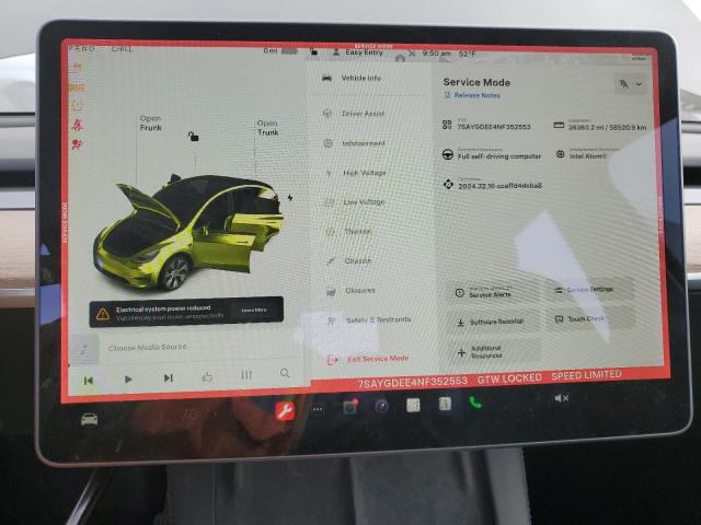 Photo 9 from auction – 2022 TESLA MODEL Y with VIN 7SAYGDEE4NF352553