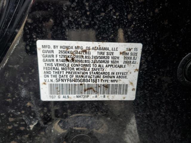 Photo 14 from auction – 2016 HONDA PILOT ELIT with VIN 5FNYF6H05GB041681