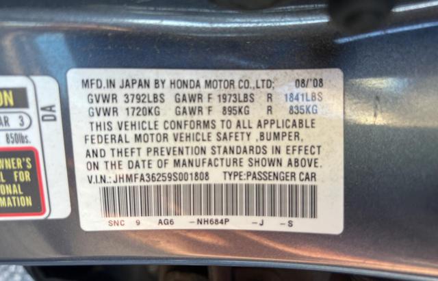 Photo 10 from auction – 2009 HONDA CIVIC HYBR with VIN JHMFA36259S001808