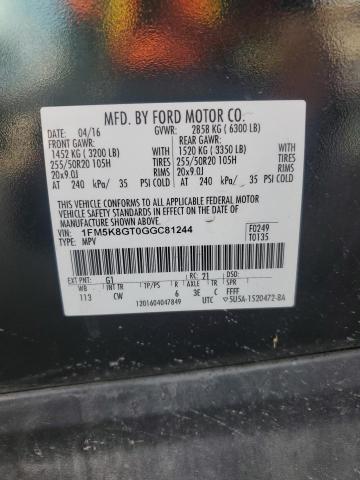 Photo 14 from auction – 2016 FORD EXPLORER S with VIN 1FM5K8GT0GGC81244