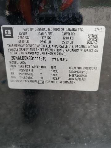 Photo 14 from auction – 2013 CHEVROLET EQUINOX LT with VIN 2GNALDEK8D1111619
