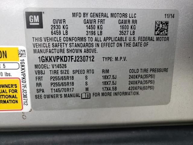 Photo 14 from auction – 2015 GMC ACADIA SLE with VIN 1GKKVPKD7FJ230712
