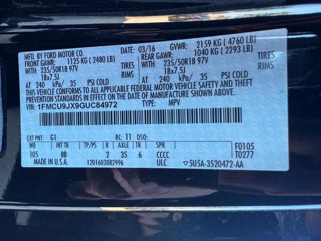 Photo 10 from auction – 2016 FORD ESCAPE TIT with VIN 1FMCU9JX9GUC84972