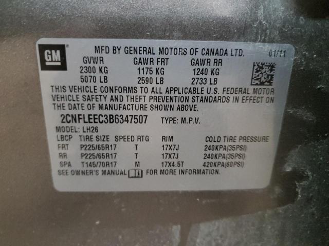Photo 14 from auction – 2011 CHEVROLET EQUINOX LT with VIN 2CNFLEEC3B6347507