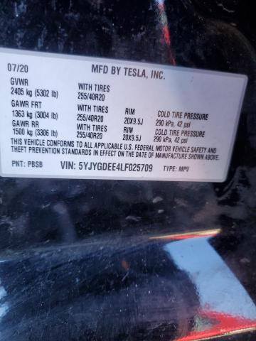 Photo 14 from auction – 2020 TESLA MODEL Y with VIN 5YJYGDEE4LF025709