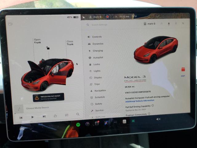 Photo 9 from auction – 2021 TESLA MODEL 3 with VIN 5YJ3E1ECXMF000876