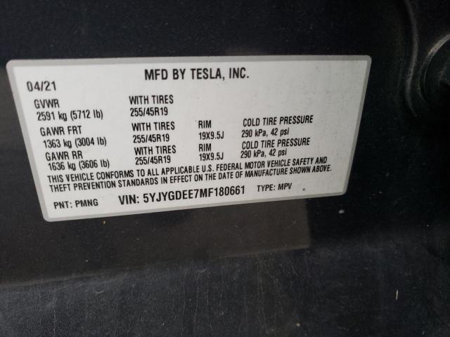 Photo 14 from auction – 2021 TESLA MODEL Y with VIN 5YJYGDEE7MF180661