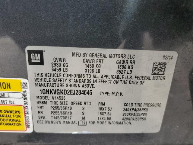 Photo 14 from auction – 2014 CHEVROLET TRAVERSE L with VIN 1GNKVGKD2EJ284646