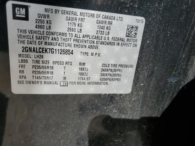 Photo 14 from auction – 2016 CHEVROLET EQUINOX LT with VIN 2GNALCEK7G1126854