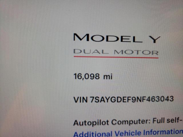 صورة رقم 9 من المزاد - 2022 TESLA MODEL Y مع VIN 7SAYGDEF9NF463043