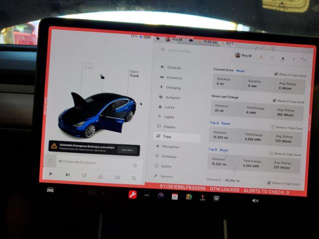 Photo 9 from auction – 2020 TESLA MODEL 3 with VIN 5YJ3E1EB6LF620596