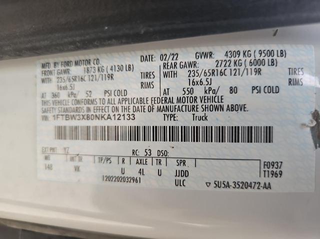 Photo 10 from auction – 2022 FORD TRANSIT T- with VIN 1FTBW3X80NKA12133