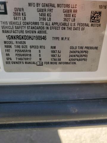 Photo 14 from auction – 2017 CHEVROLET TRAVERSE L with VIN 1GNKRGKD3HJ190946