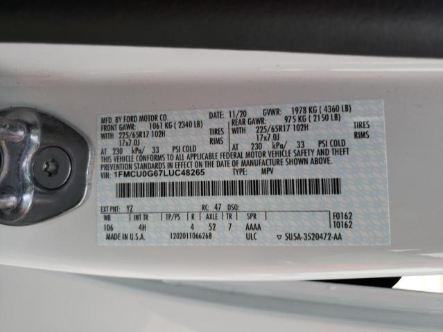 Photo 14 from auction – 2020 FORD ESCAPE SE with VIN 1FMCU0G67LUC48265