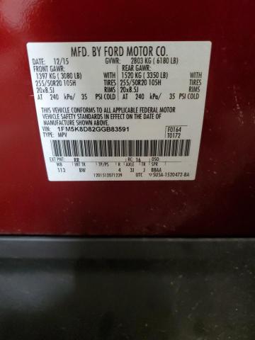 Photo 14 from auction – 2016 FORD EXPLORER X with VIN 1FM5K8D82GGB83591