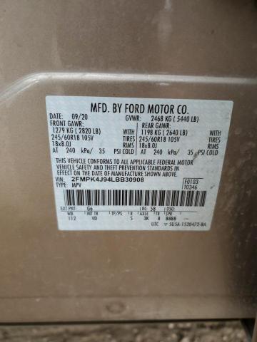 Photo 14 from auction – 2020 FORD EDGE SEL with VIN 2FMPK4J94LBB30908