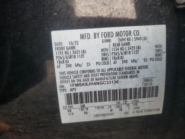 Photo 14 from auction – 2022 FORD EXPLORER T with VIN 1FMSK8JH4NGC33136