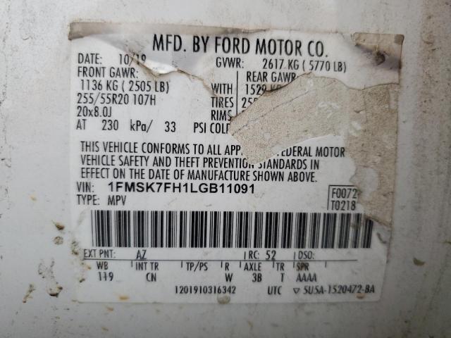Photo 14 from auction – 2020 FORD EXPLORER L with VIN 1FMSK7FH1LGB11091