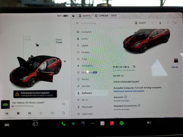 Photo 9 from auction – 2019 TESLA MODEL 3 with VIN 5YJ3E1EA4KF324451