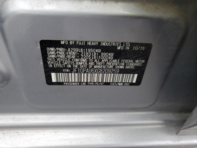 Photo 14 from auction – 2016 SUBARU IMPREZA SP with VIN JF1GPAU6XG8209259