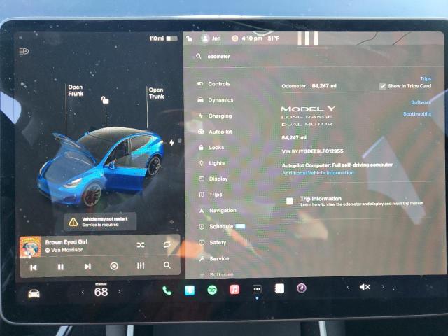 Photo 9 from auction – 2020 TESLA MODEL Y with VIN 5YJYGDEE9LF012955