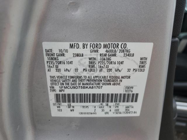Photo 14 from auction – 2011 FORD ESCAPE XLT with VIN 1FMCU9D75BKA81707