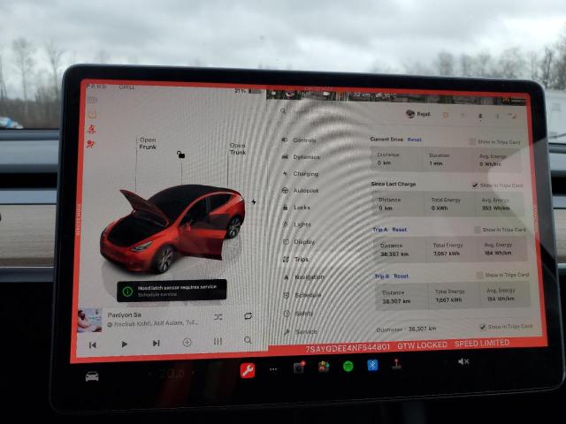 Photo 9 from auction – 2022 TESLA MODEL Y with VIN 7SAYGDEE4NF544801