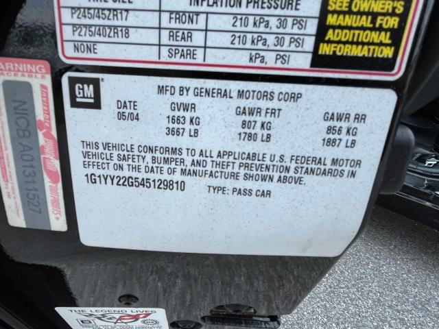 Photo 10 from auction – 2004 CHEVROLET CORVETTE with VIN 1G1YY22G545129810