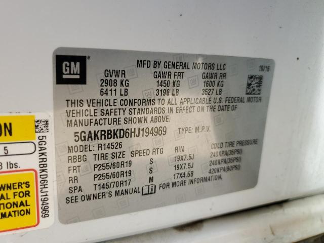 Photo 14 from auction – 2017 BUICK ENCLAVE with VIN 5GAKRBKD6HJ194969