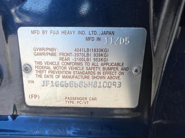 Photo 10 from auction – 2006 SUBARU IMPREZA OU with VIN JF1GG68686H810093