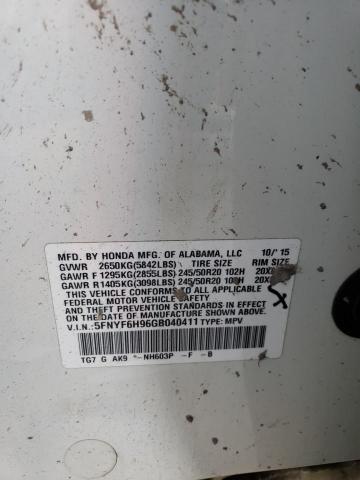 Photo 14 from auction – 2016 HONDA PILOT TOUR with VIN 5FNYF6H96GB040411